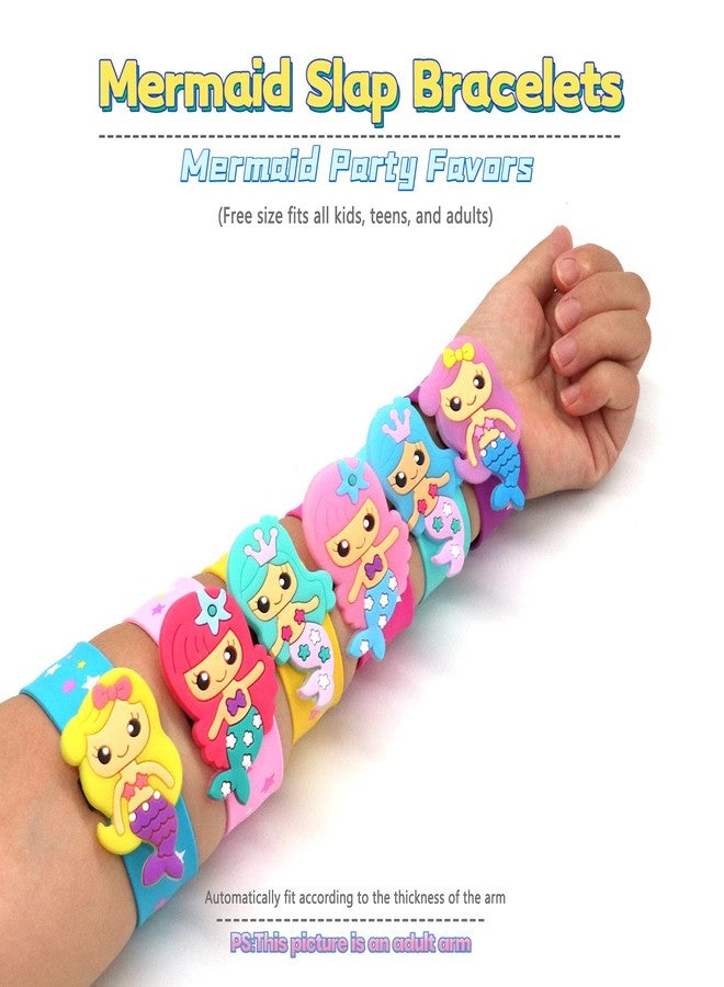 LOCHSOEL Silicone Mermaid Slap Bracelets - Cute Mermaid Theme Birthday Party Favors, Party Favors Gifts Carnival Prizes Set (6 Pack) - Image 5